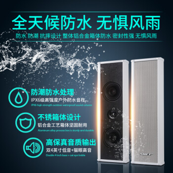 音箱 獅樂(lè)（SHILE）BX-207戶(hù)外定阻防水音柱公共廣播店鋪商超背景音樂(lè)鋁合金6.5英寸60W音箱 BX-207防水音柱一只